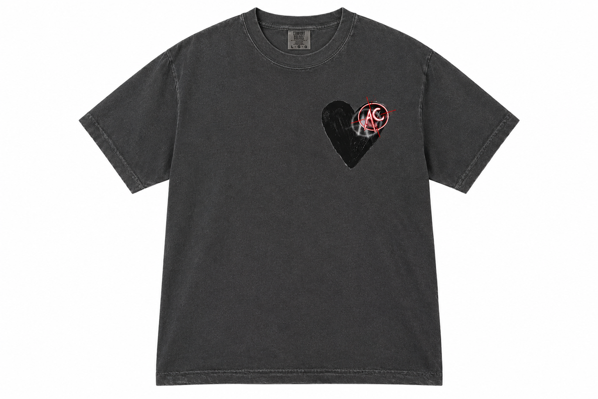 BLACK HEART TEE / GREY